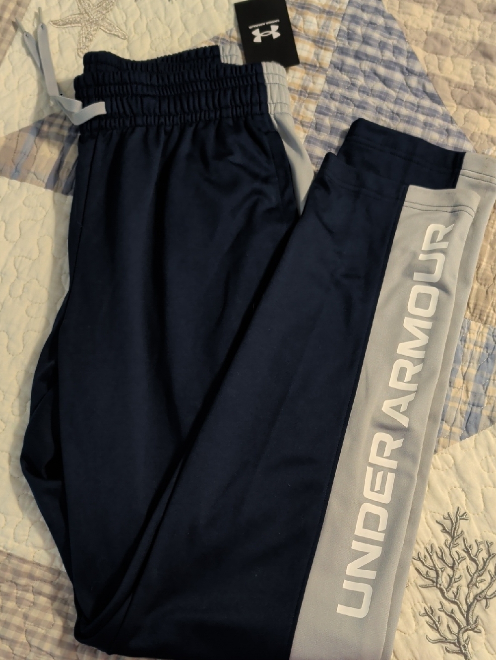 Under Armour Navy Joggers with Light Gray Side Stripe